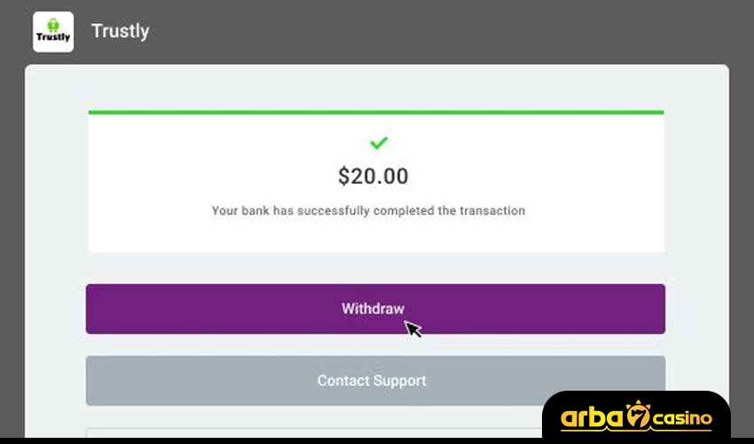 السحب والإيداع في كازينو اون لاين ترستلي Trustly