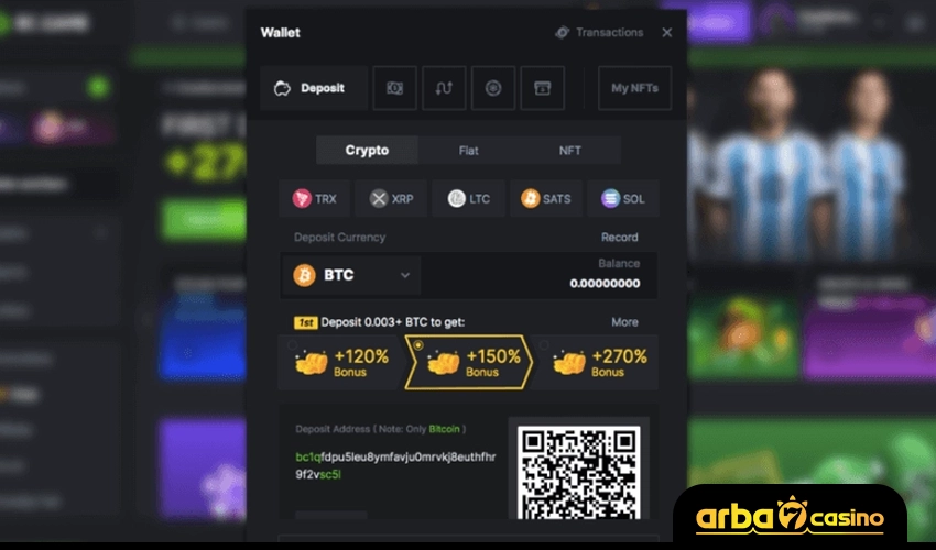 السحب والإيداع من اون لاين كازينو بواسطة بيتكوين