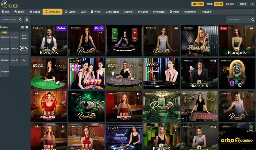 ألعاب كازينو شاملة في Betchi90