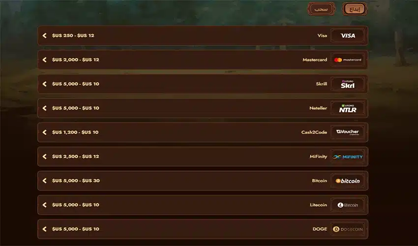 الإيداع في الكازينو